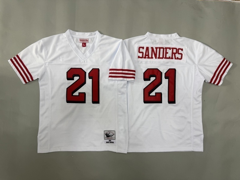 Youth San Francisco 49ers #21 Sanders White Throwback Limited Nike NFL Jersey 01